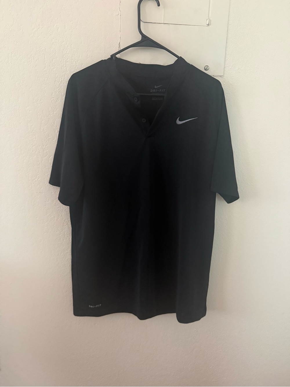 Nike Black Short Sleeve Dri-FIT Polo with Silver Swoosh